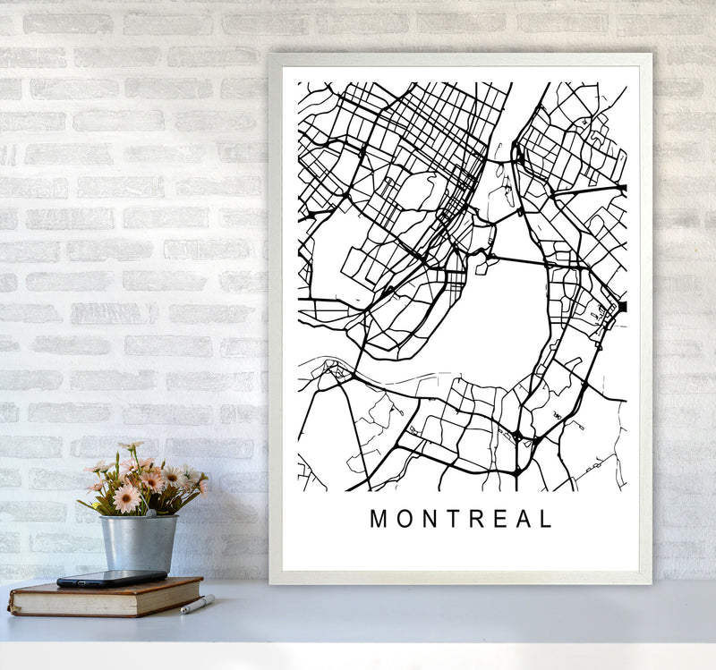 Montreal Map Art Print by Pixy Paper A1 Oak Frame