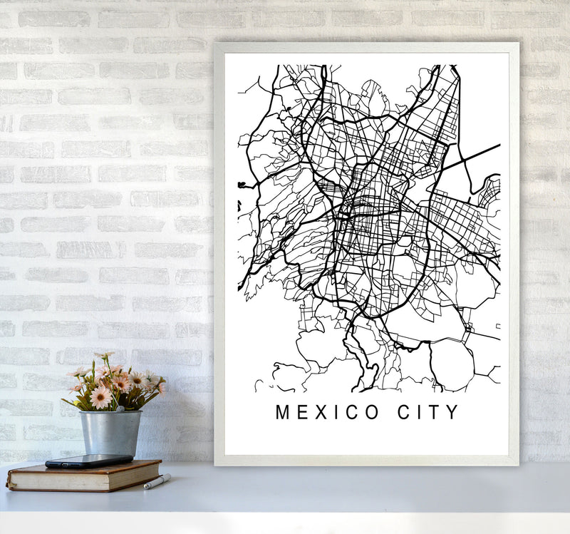Mexico Map Art Print by Pixy Paper A1 Oak Frame