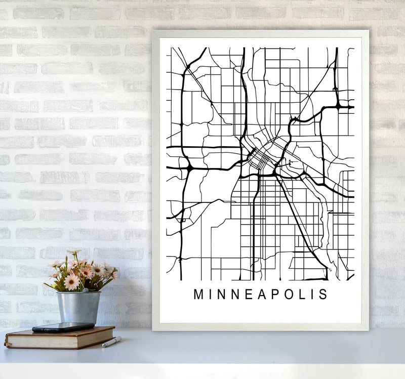 Minneapolis Map Art Print by Pixy Paper A1 Oak Frame