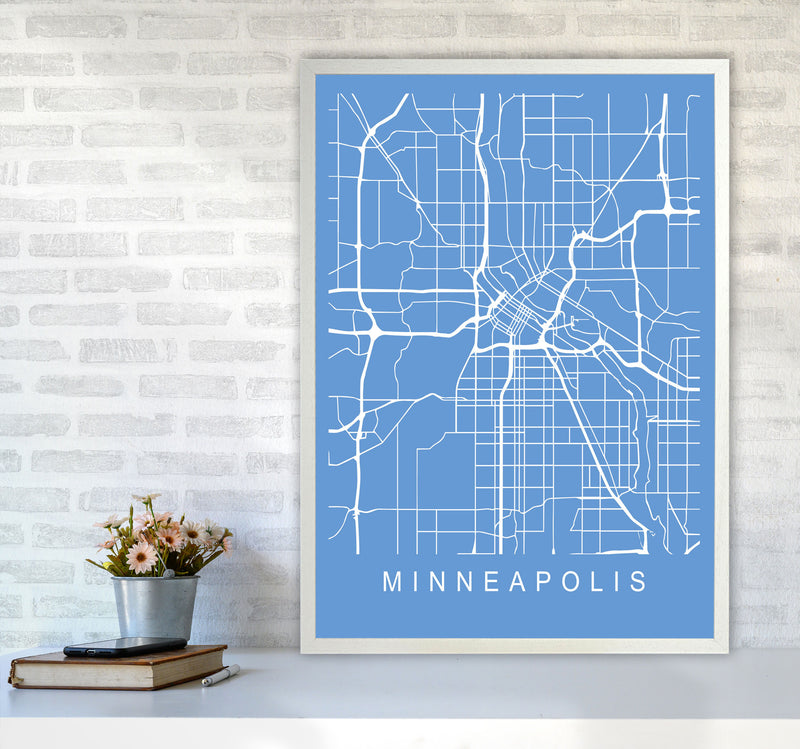 Minneapolis Map Blueprint Art Print by Pixy Paper A1 Oak Frame