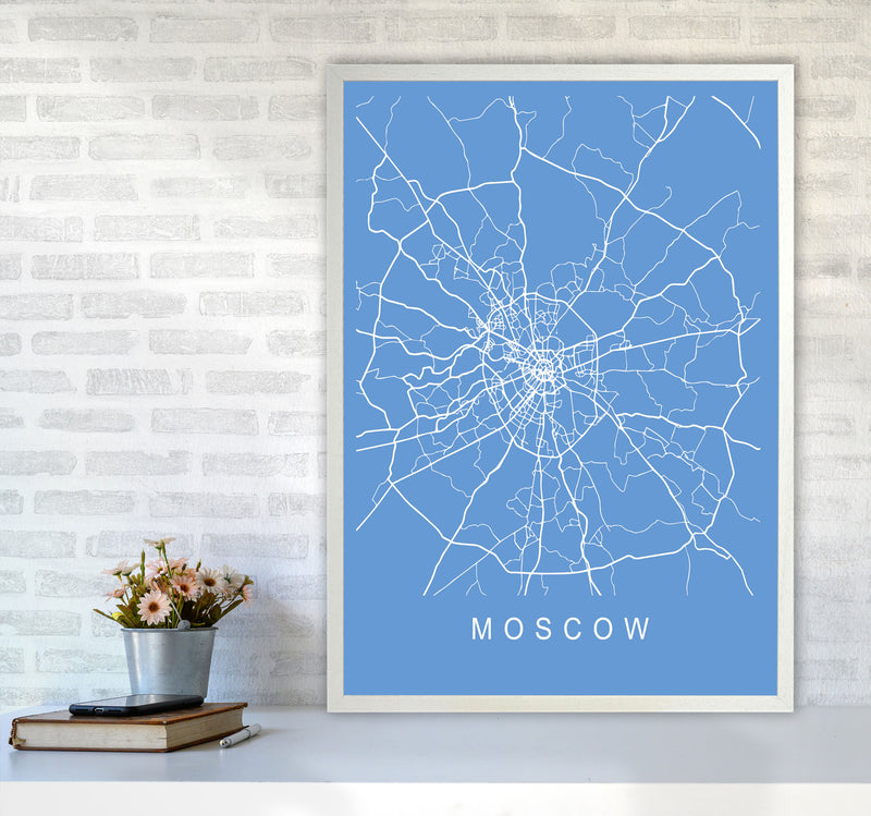 Moscow Map Blueprint Art Print by Pixy Paper A1 Oak Frame