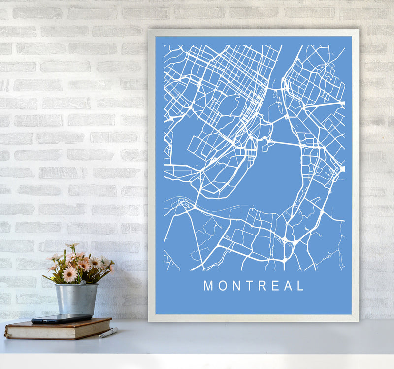 Montreal Map Blueprint Art Print by Pixy Paper A1 Oak Frame