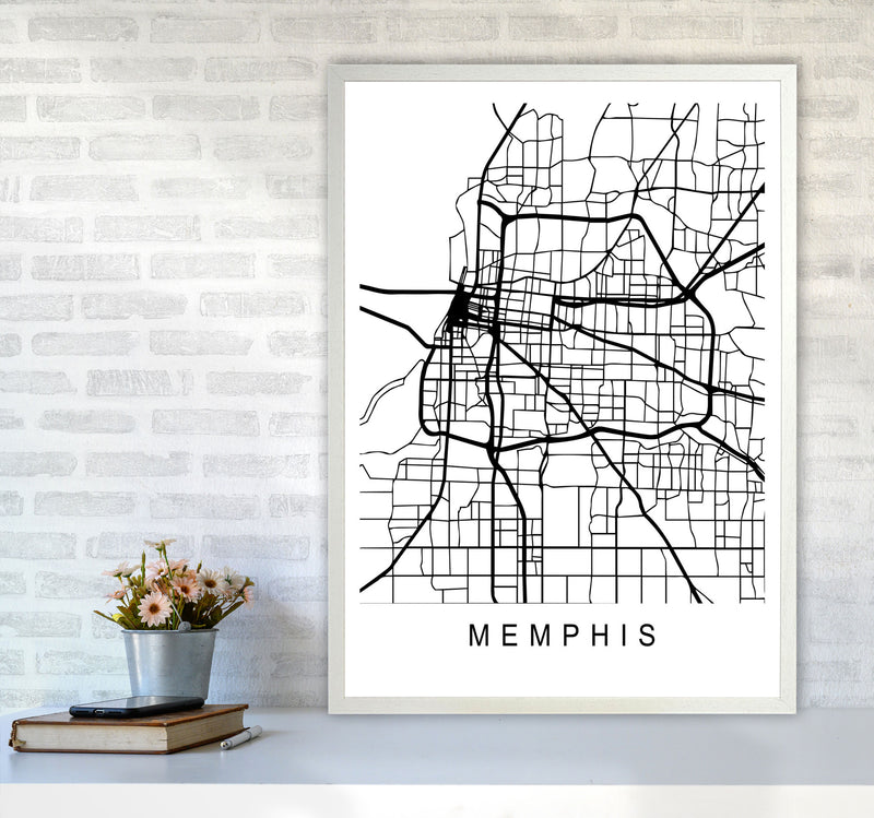 Memphis Map Art Print by Pixy Paper A1 Oak Frame