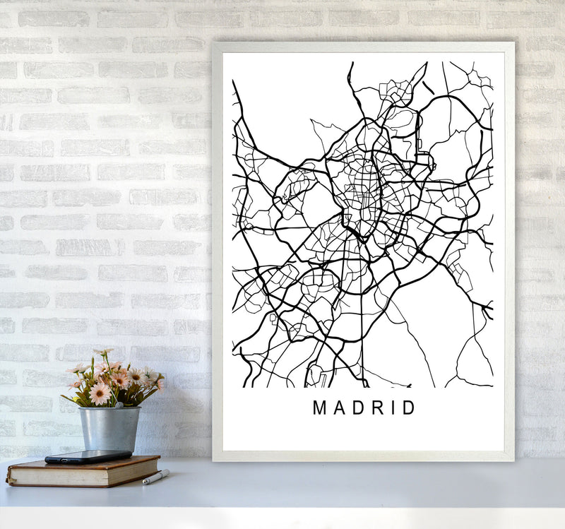 Madrid Map Art Print by Pixy Paper A1 Oak Frame