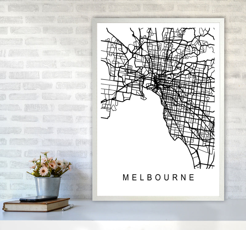 Melbourne Map Art Print by Pixy Paper A1 Oak Frame