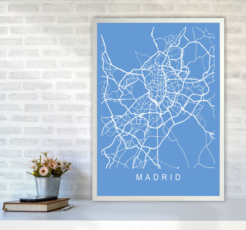 Madrid Map Blueprint Art Print by Pixy Paper A1 Oak Frame