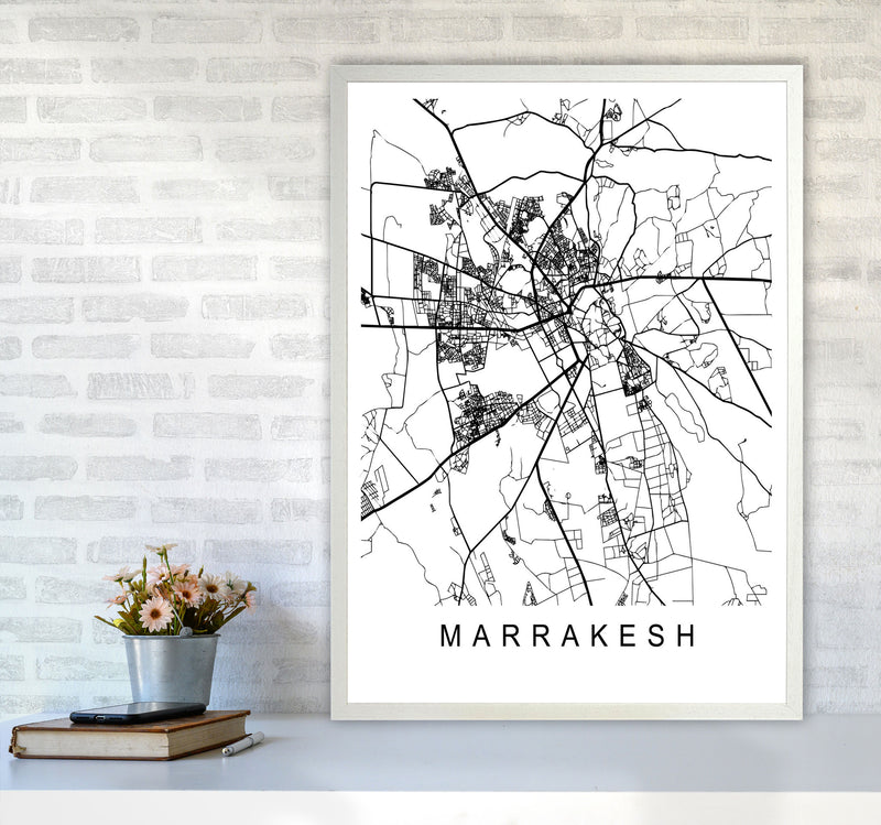 Marrakesh Map Art Print by Pixy Paper A1 Oak Frame