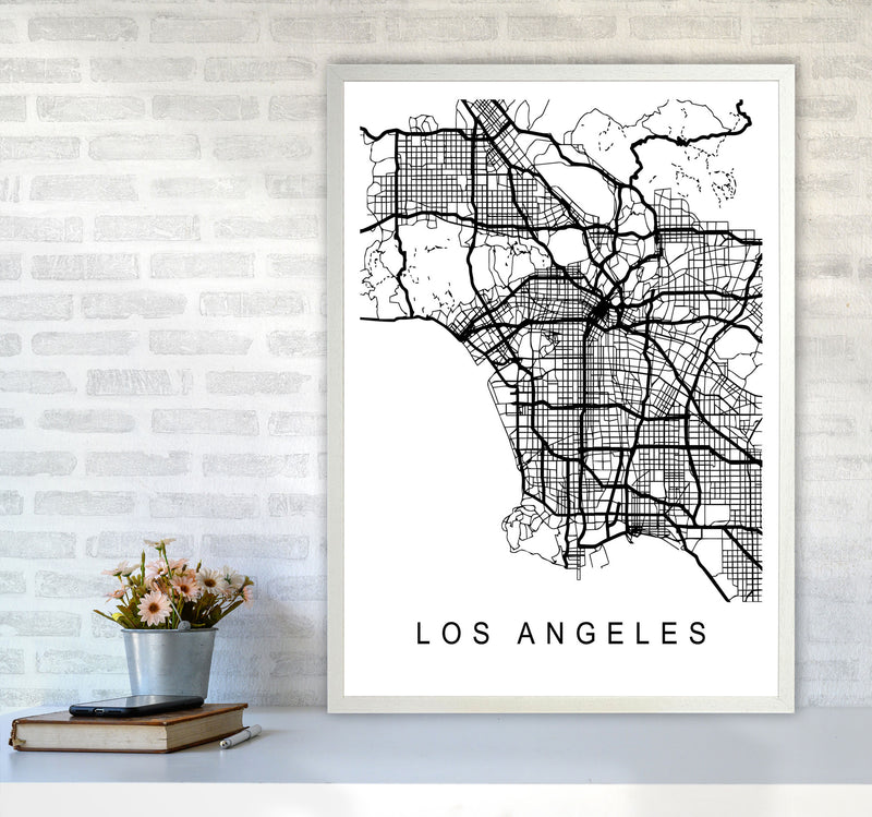 Los Angeles Map Art Print by Pixy Paper A1 Oak Frame