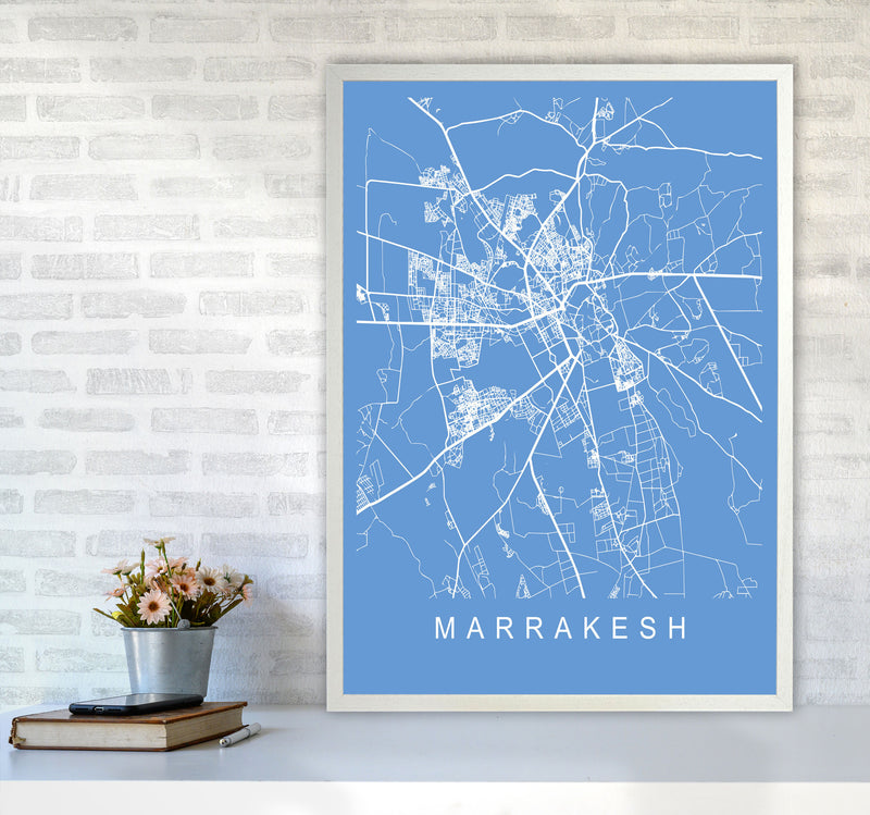 Marrakesh Map Blueprint Art Print by Pixy Paper A1 Oak Frame