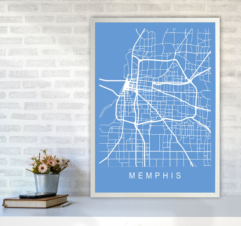 Memphis Map Blueprint Art Print by Pixy Paper A1 Oak Frame