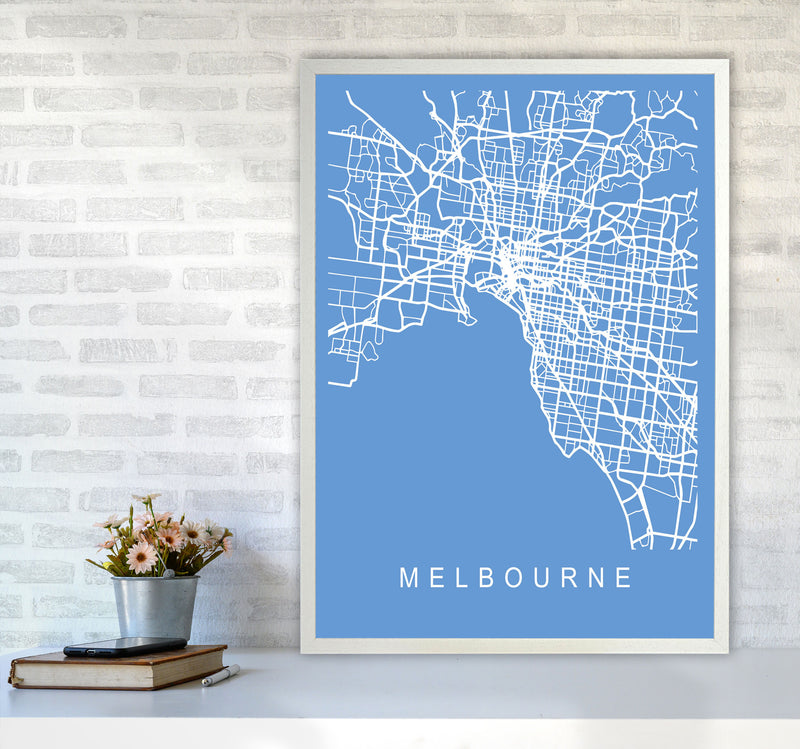 Melbourne Map Blueprint Art Print by Pixy Paper A1 Oak Frame
