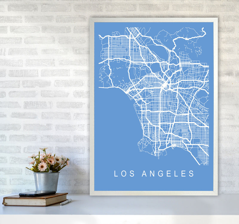 Los Angeles Map Blueprint Art Print by Pixy Paper A1 Oak Frame
