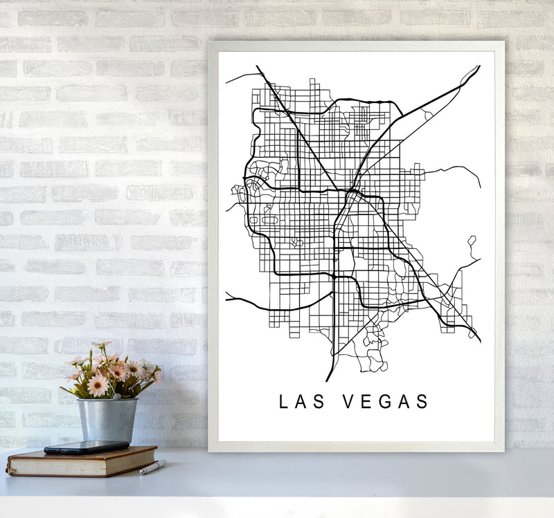 Las Vegas Map Art Print by Pixy Paper A1 Oak Frame