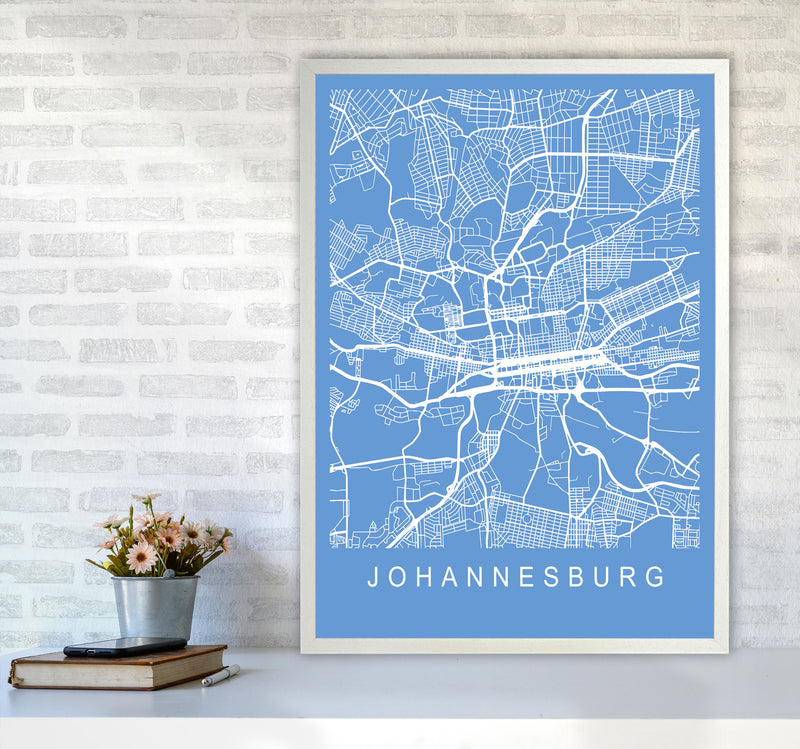 Johannesburg Map Blueprint Art Print by Pixy Paper A1 Oak Frame