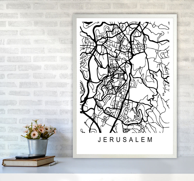 Jerusalem Map Art Print by Pixy Paper A1 Oak Frame