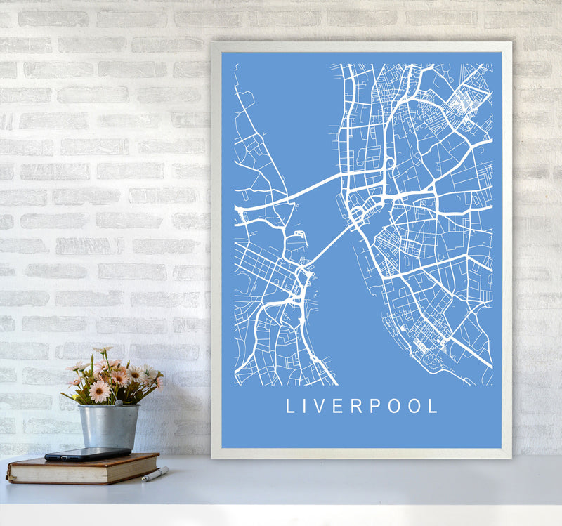 Liverpool Map Blueprint Art Print by Pixy Paper A1 Oak Frame