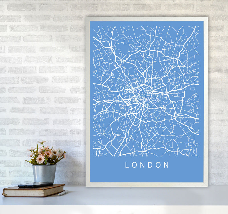 London Map Blueprint Art Print by Pixy Paper A1 Oak Frame