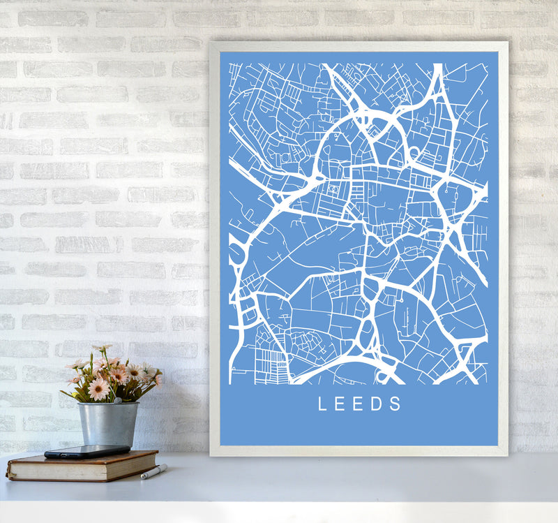 Leeds Map Blueprint Art Print by Pixy Paper A1 Oak Frame