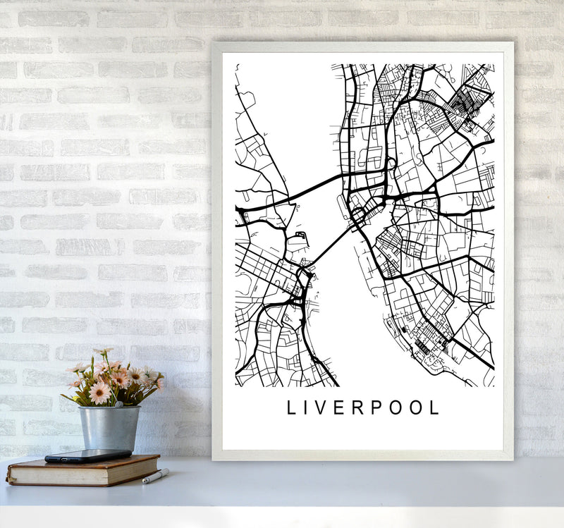 Liverpool Map Art Print by Pixy Paper A1 Oak Frame