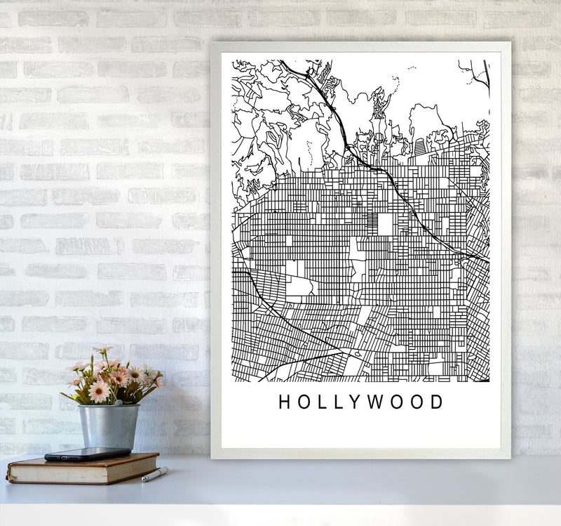 Hollywood Map Art Print by Pixy Paper A1 Oak Frame