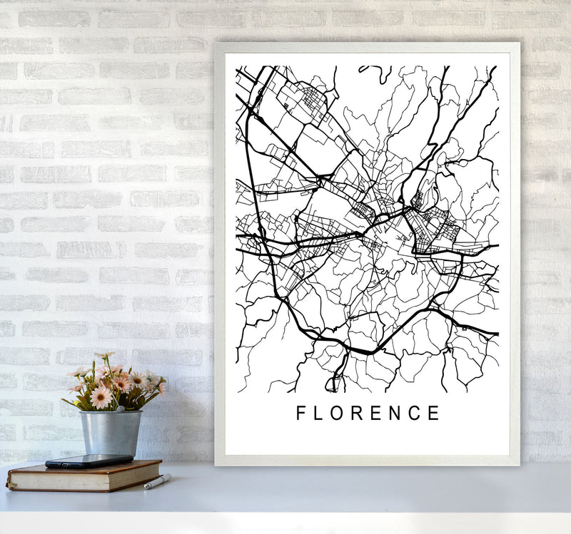 Florence Map Art Print by Pixy Paper A1 Oak Frame
