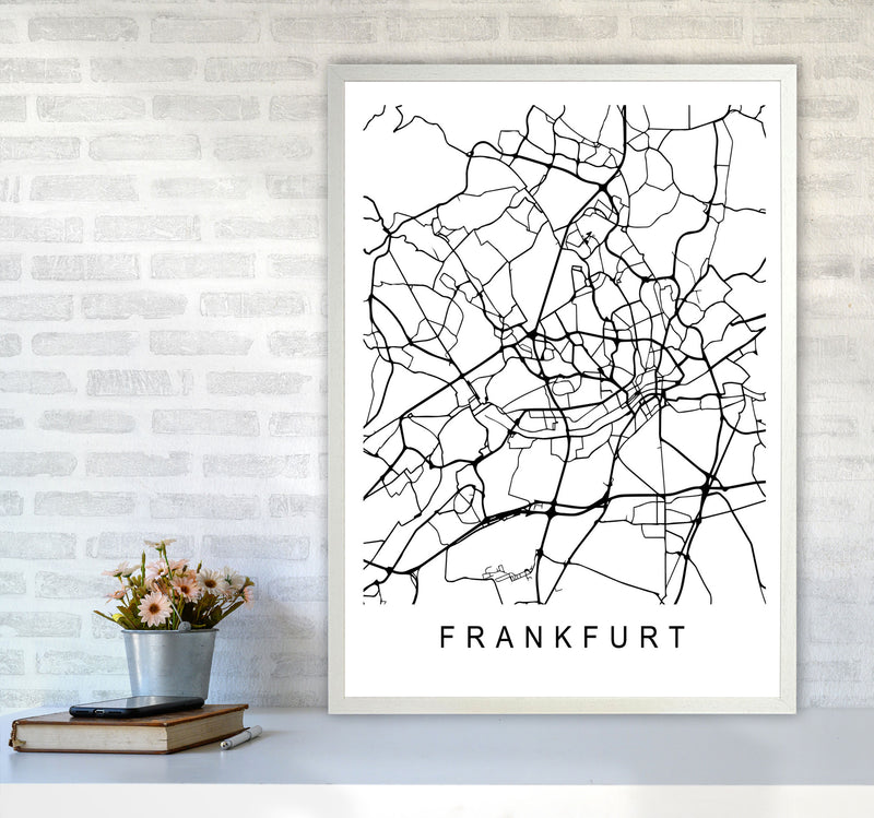 Frankfurt Map Art Print by Pixy Paper A1 Oak Frame
