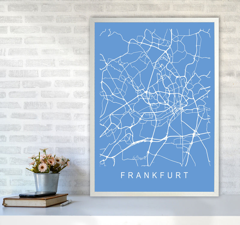 Frankfurt Map Blueprint Art Print by Pixy Paper A1 Oak Frame