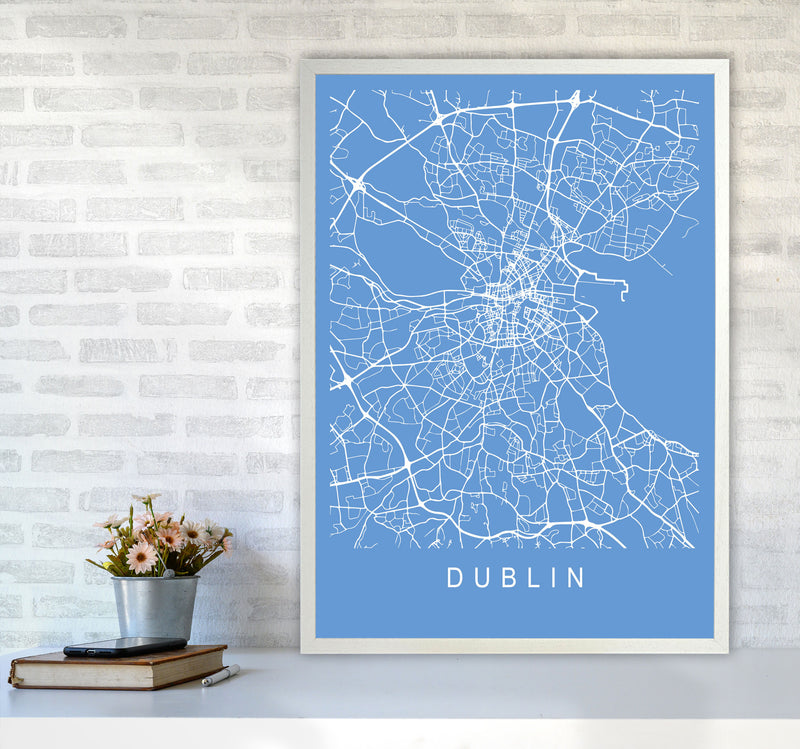 Dublin Map Blueprint Art Print by Pixy Paper A1 Oak Frame