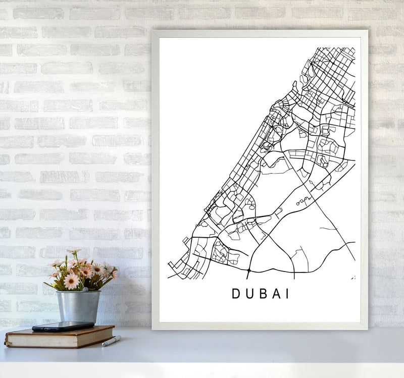 Dubai Map Art Print by Pixy Paper A1 Oak Frame