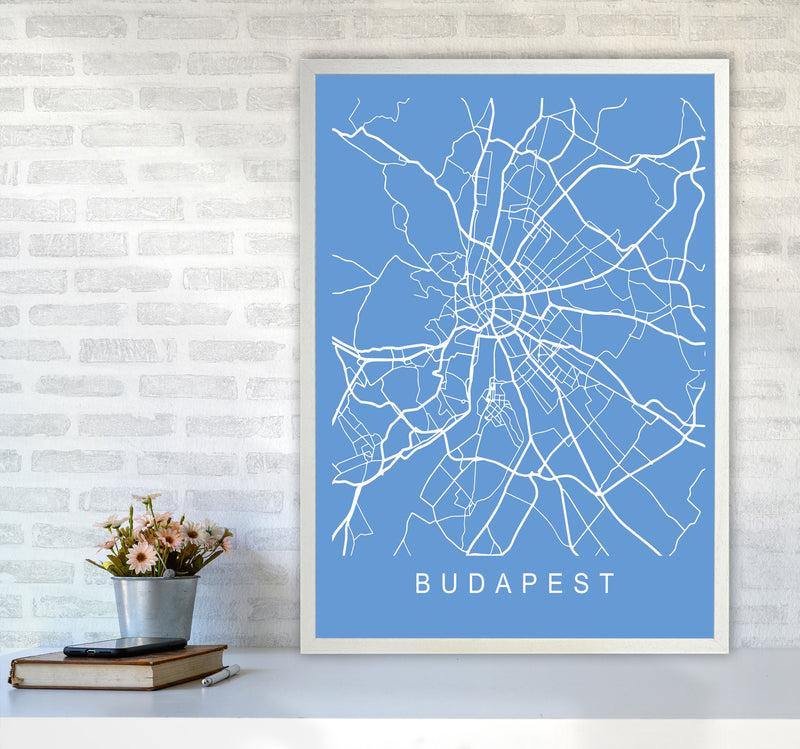 Budapest Map Blueprint Art Print by Pixy Paper A1 Oak Frame