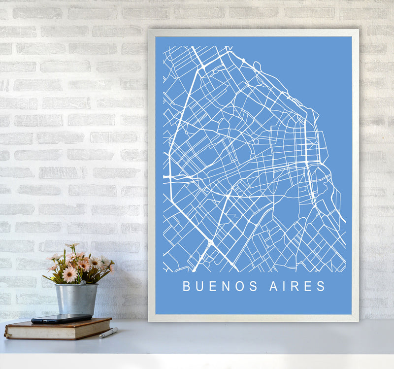 Buenos Aires Map Blueprint Art Print by Pixy Paper A1 Oak Frame