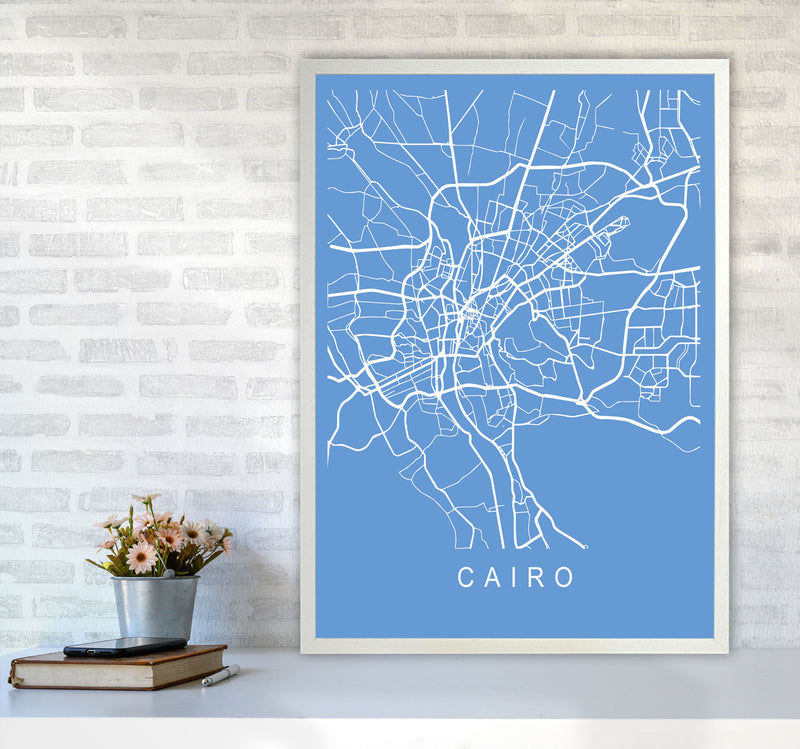 Cairo Map Blueprint Art Print by Pixy Paper A1 Oak Frame