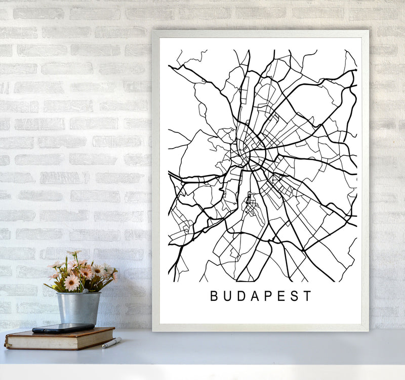 Budapest Map Art Print by Pixy Paper A1 Oak Frame