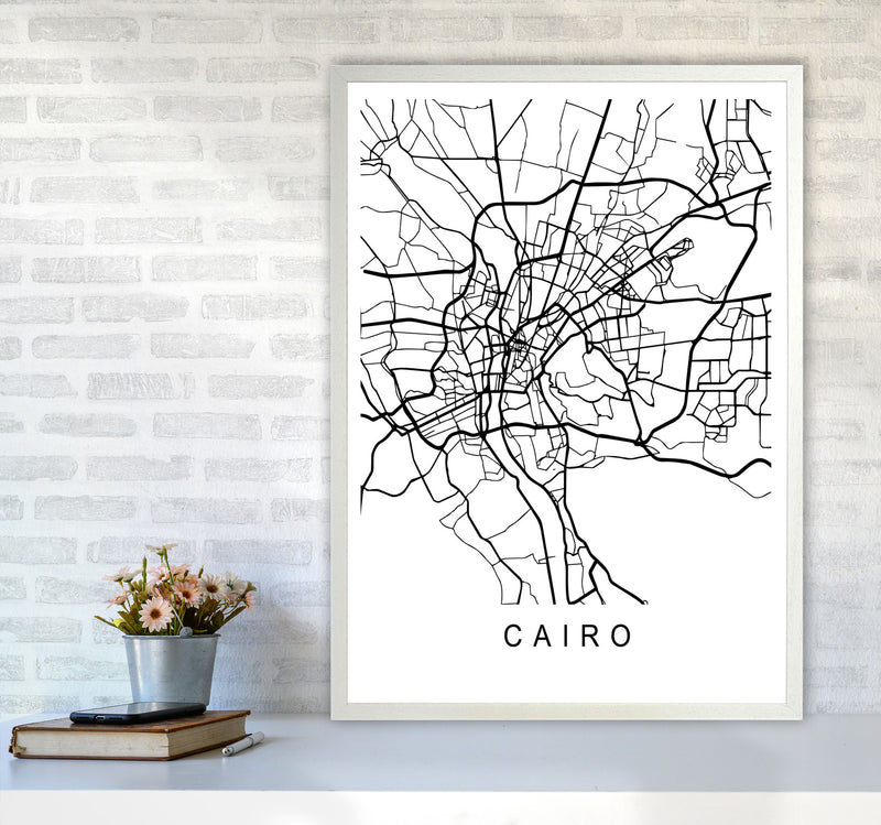 Cairo Map Art Print by Pixy Paper A1 Oak Frame