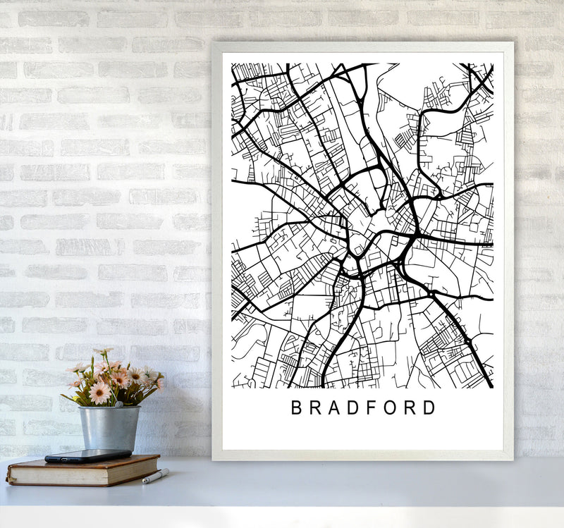 Bradford Map Art Print by Pixy Paper A1 Oak Frame