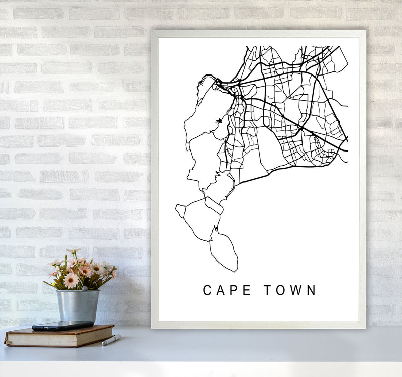 Cape Town Map Art Print by Pixy Paper A1 Oak Frame