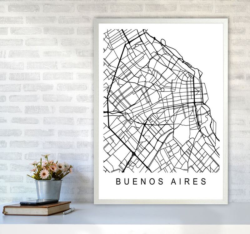 Buenos Aires Map Art Print by Pixy Paper A1 Oak Frame
