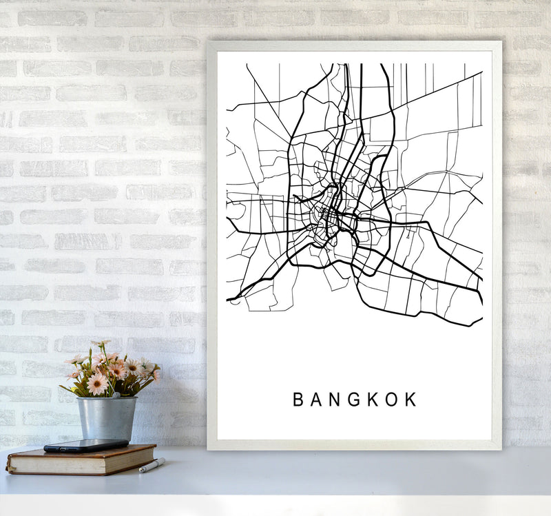 Bangkok Map Art Print by Pixy Paper A1 Oak Frame