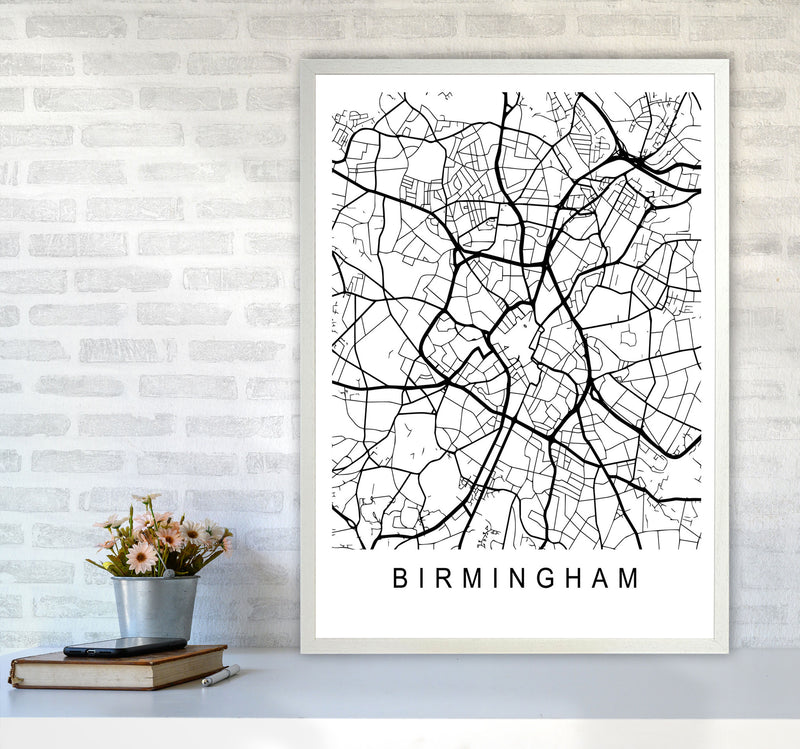 Birmingham Map Art Print by Pixy Paper A1 Oak Frame