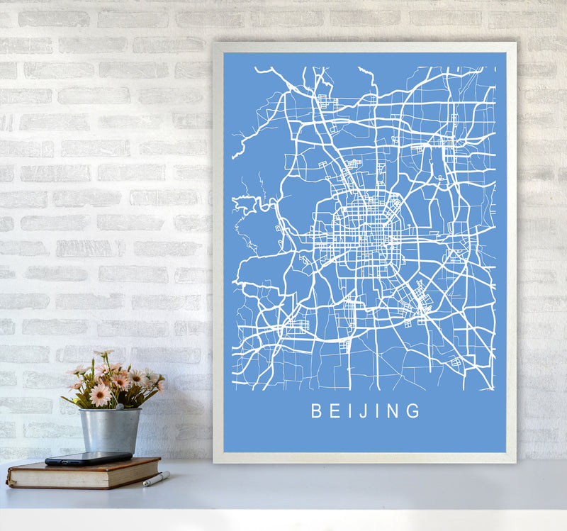 Beijing Map Blueprint Art Print by Pixy Paper A1 Oak Frame