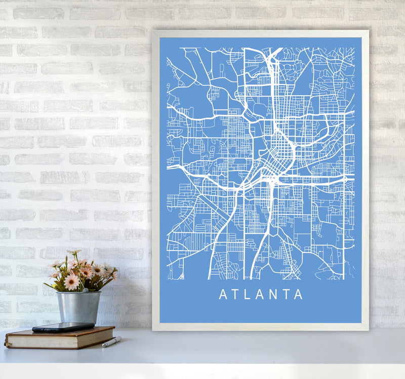 Atlanta Map Blueprint Art Print by Pixy Paper A1 Oak Frame