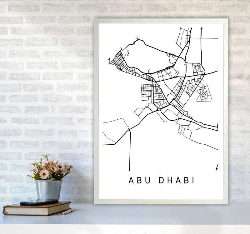 Abu Dhabi Map Art Print by Pixy Paper A1 Oak Frame