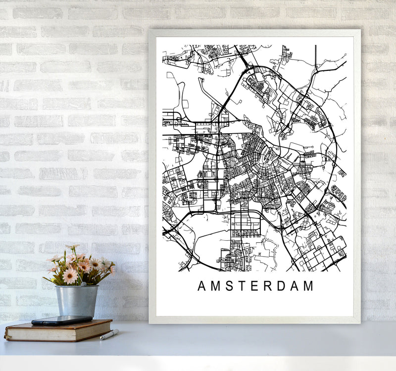 Amsterdam Map Art Print by Pixy Paper A1 Oak Frame