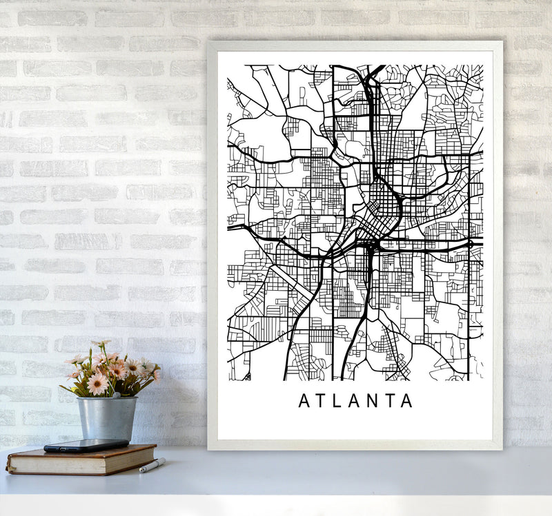 Atlanta Map Art Print by Pixy Paper A1 Oak Frame