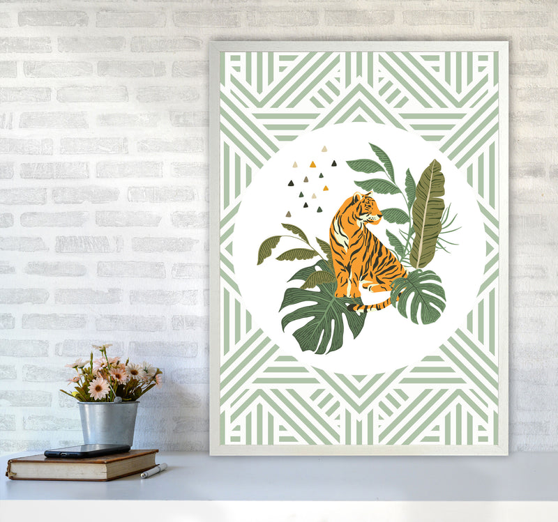 Wild Collection Aztec Tiger Art Print by Pixy Paper A1 Oak Frame