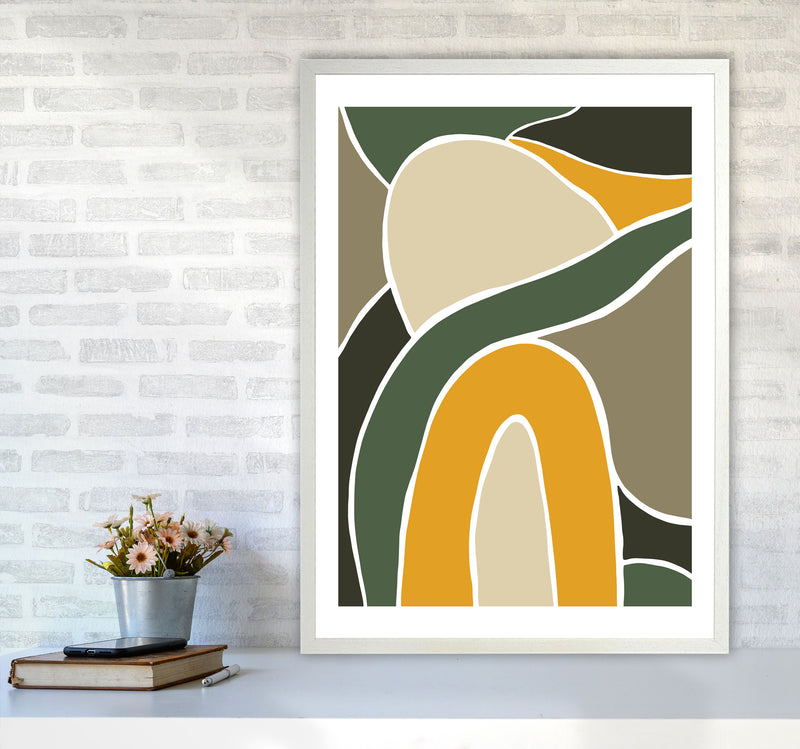 Wild Collection Rainbow and Hills Abstract Art Print by Pixy Paper A1 Oak Frame