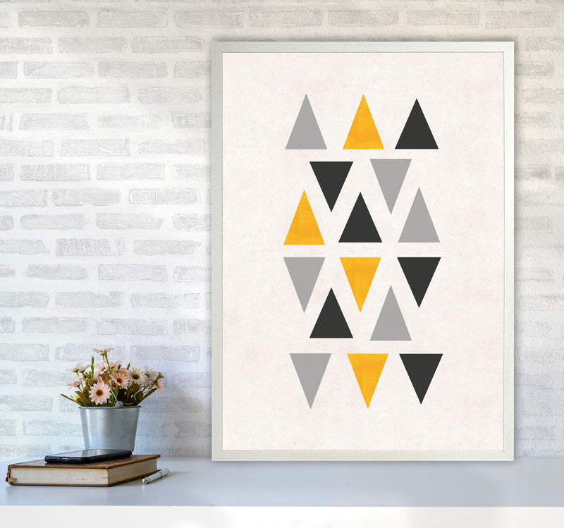Small triangles mix mustard Art Print by Pixy Paper A1 Oak Frame