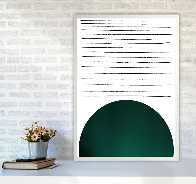 Sun lines emerald Art Print by Pixy Paper A1 Oak Frame