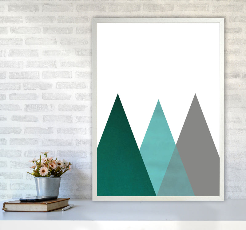 Mountains emerald Art Print by Pixy Paper A1 Oak Frame