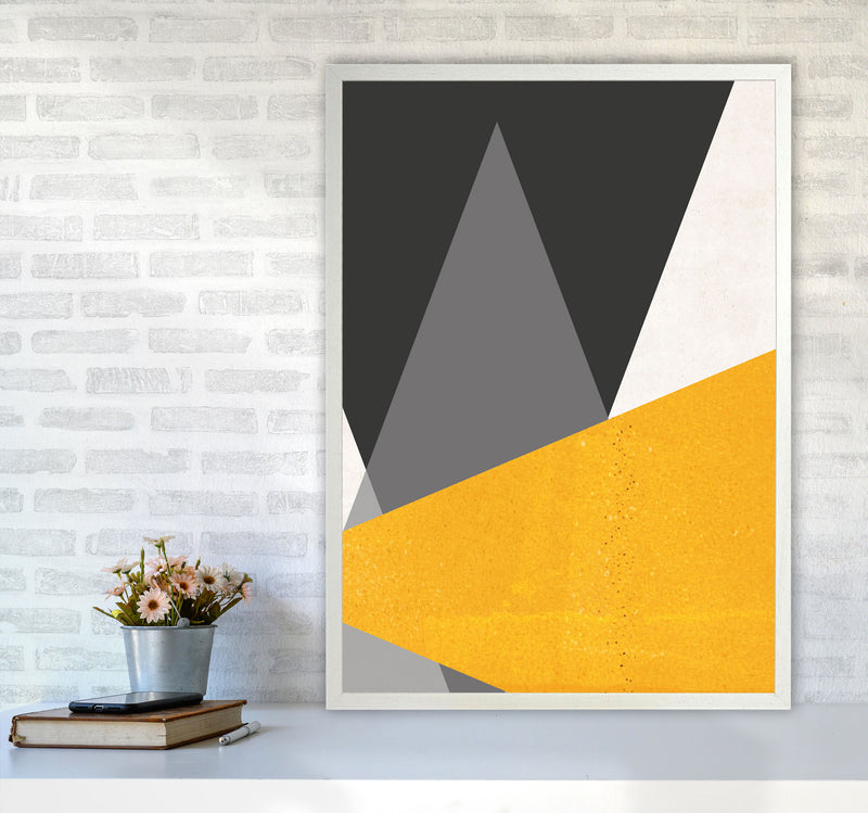 Large triangles mustard Art Print by Pixy Paper A1 Oak Frame